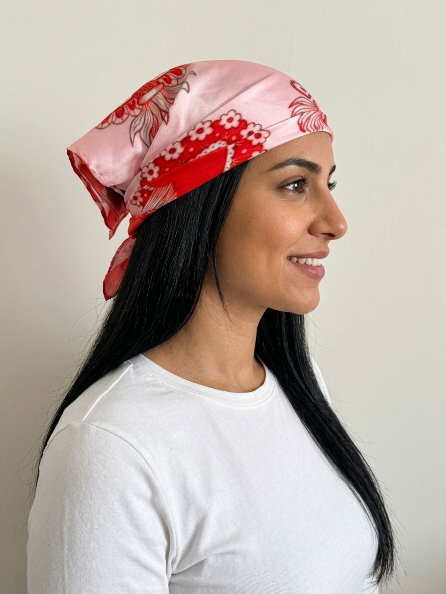 Pink Bird Bandana - Silk