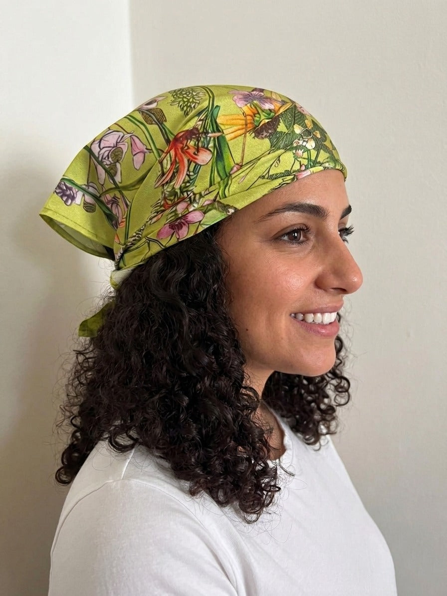 Floral Green Bandana - Silk