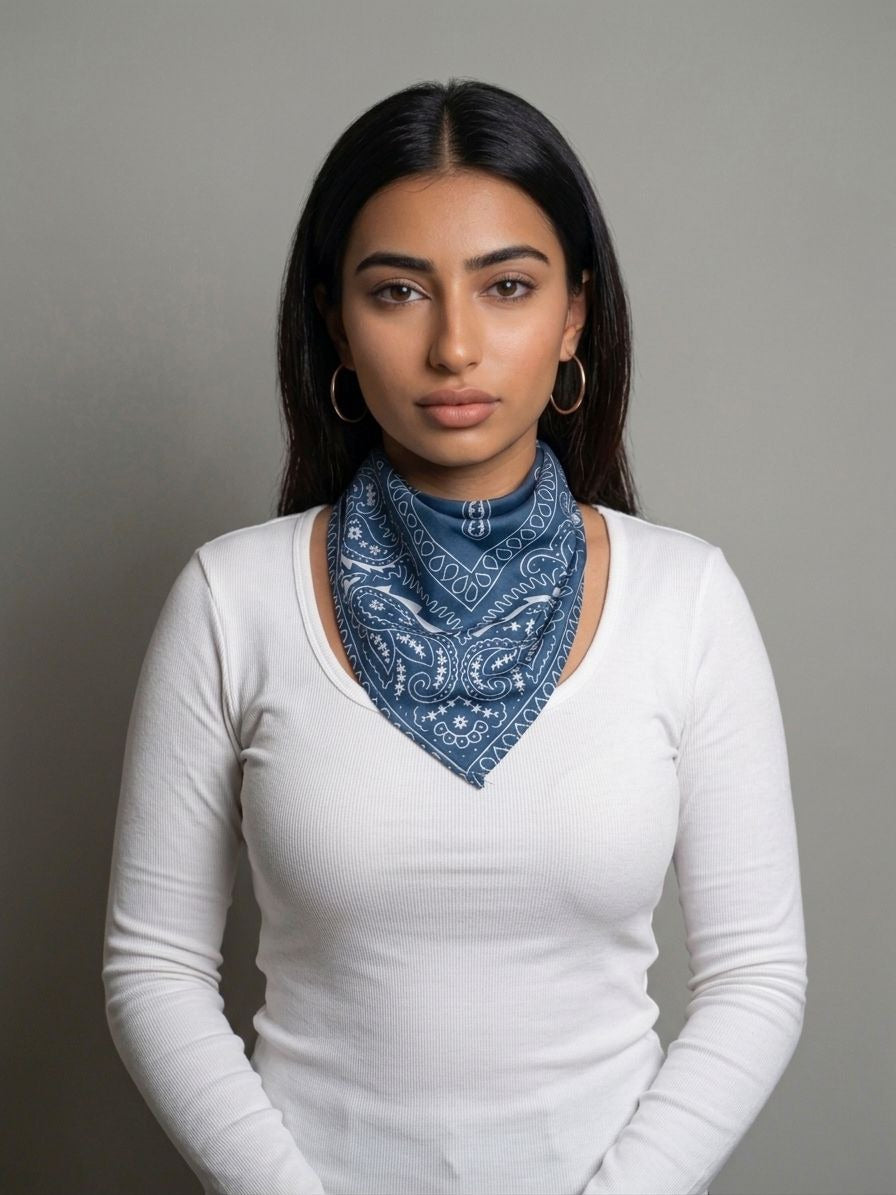 Navy Blue Bandana - Silk