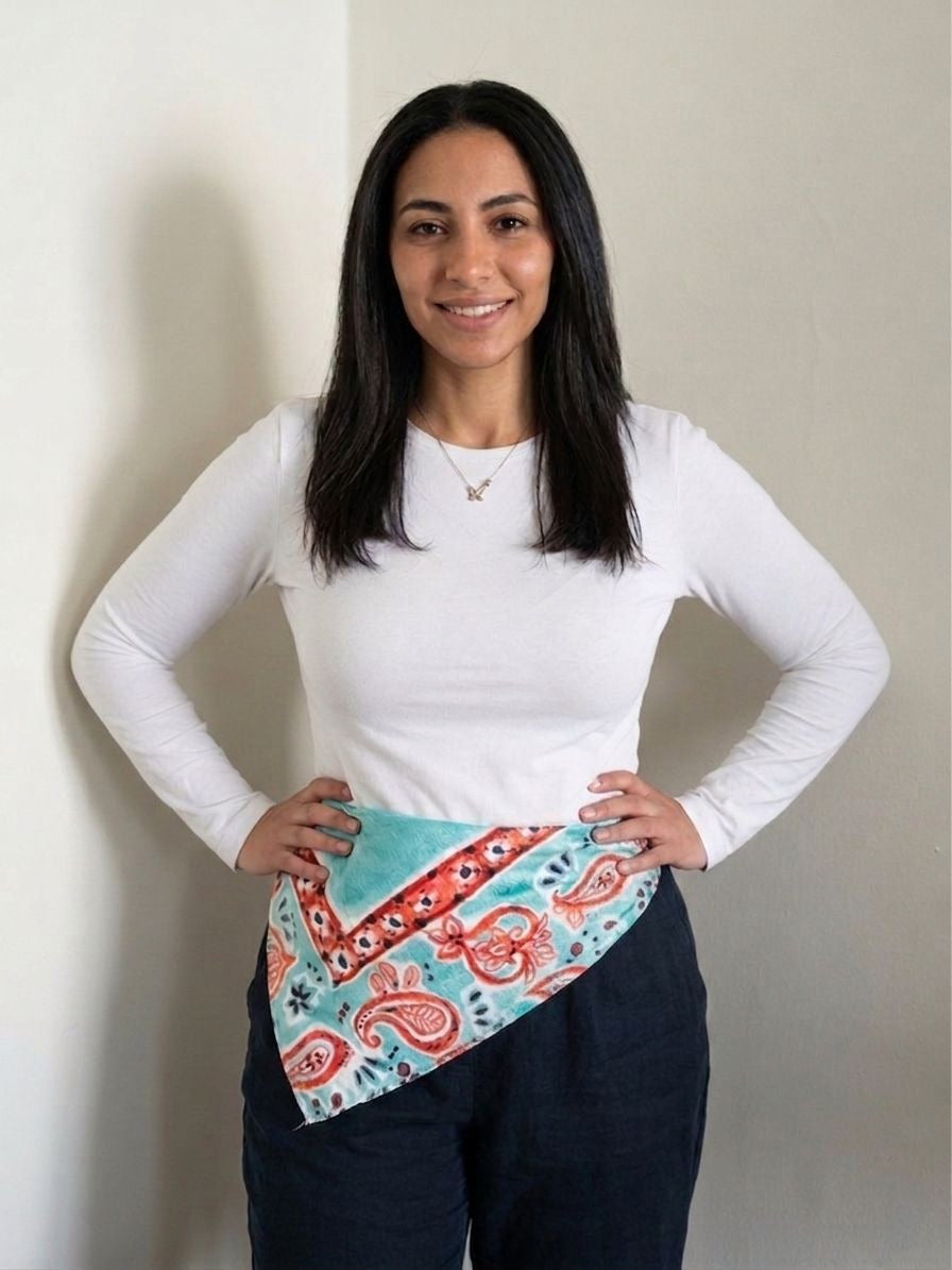Paisley Blue & Orange Bandana - Silk