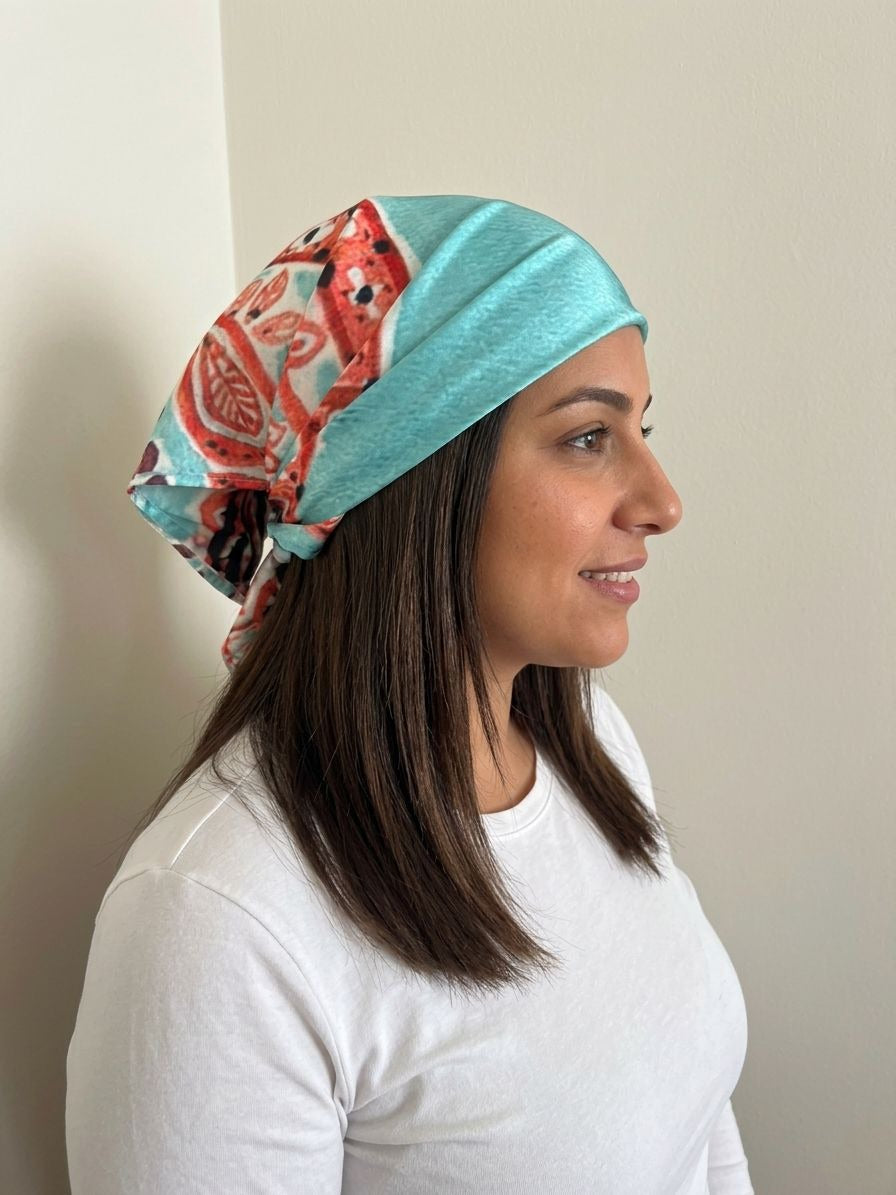 Paisley Blue & Orange Bandana - Silk
