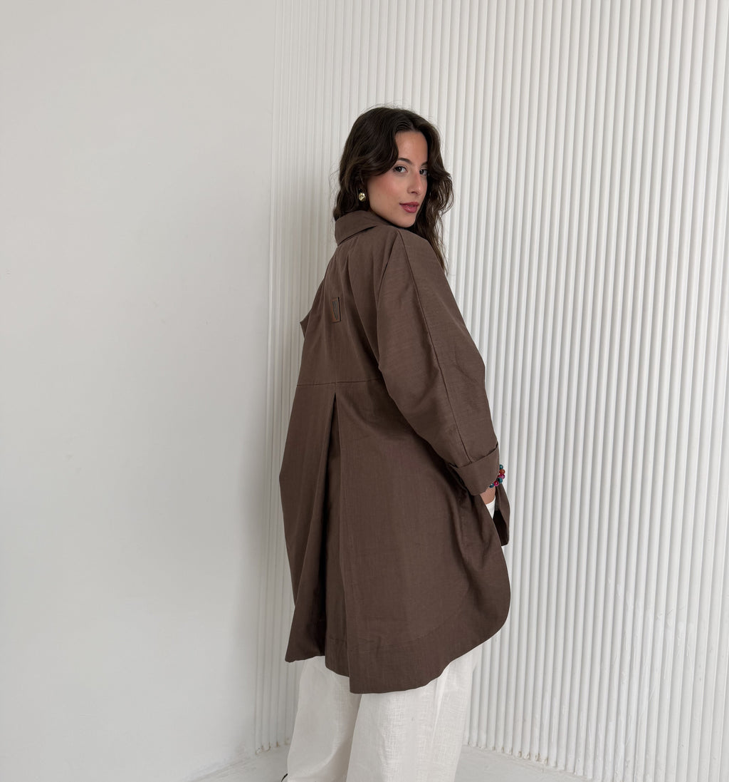 High Low linen - Brown Shirt