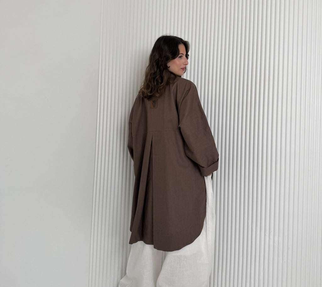 High Low linen - Brown Shirt