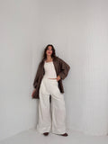 Wide Leg Linen - White Pants