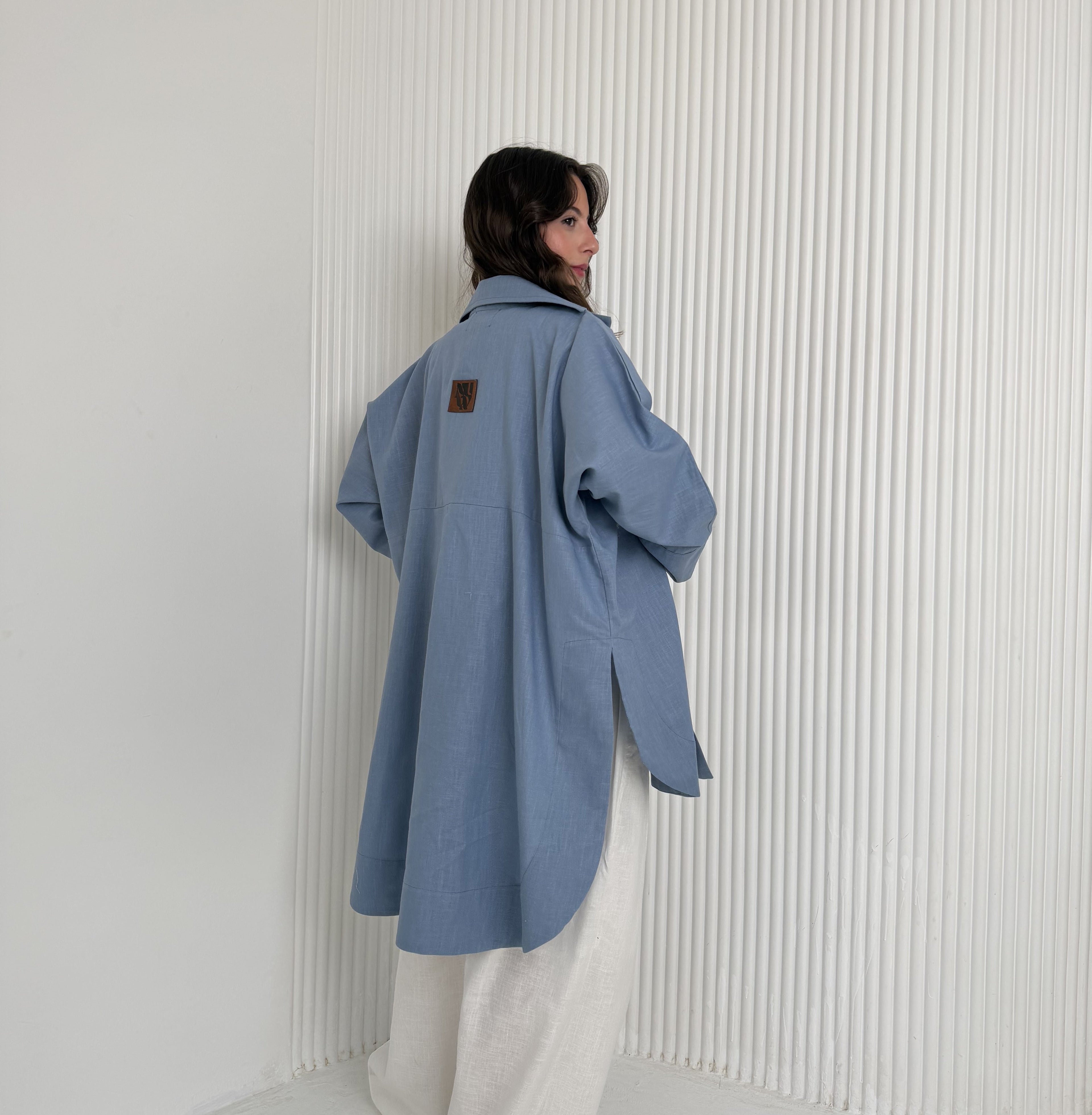 High Low Linen - Dusty Blue Shirt