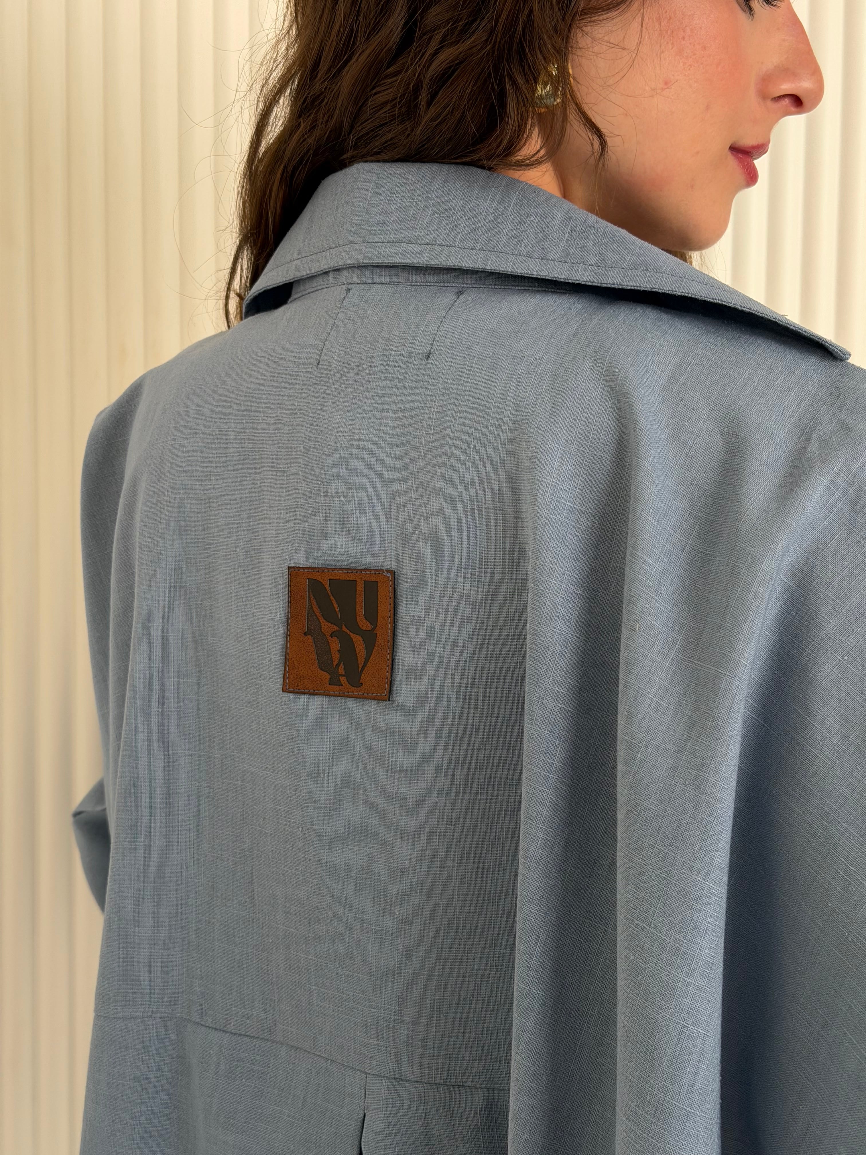 High Low Linen - Dusty Blue Shirt