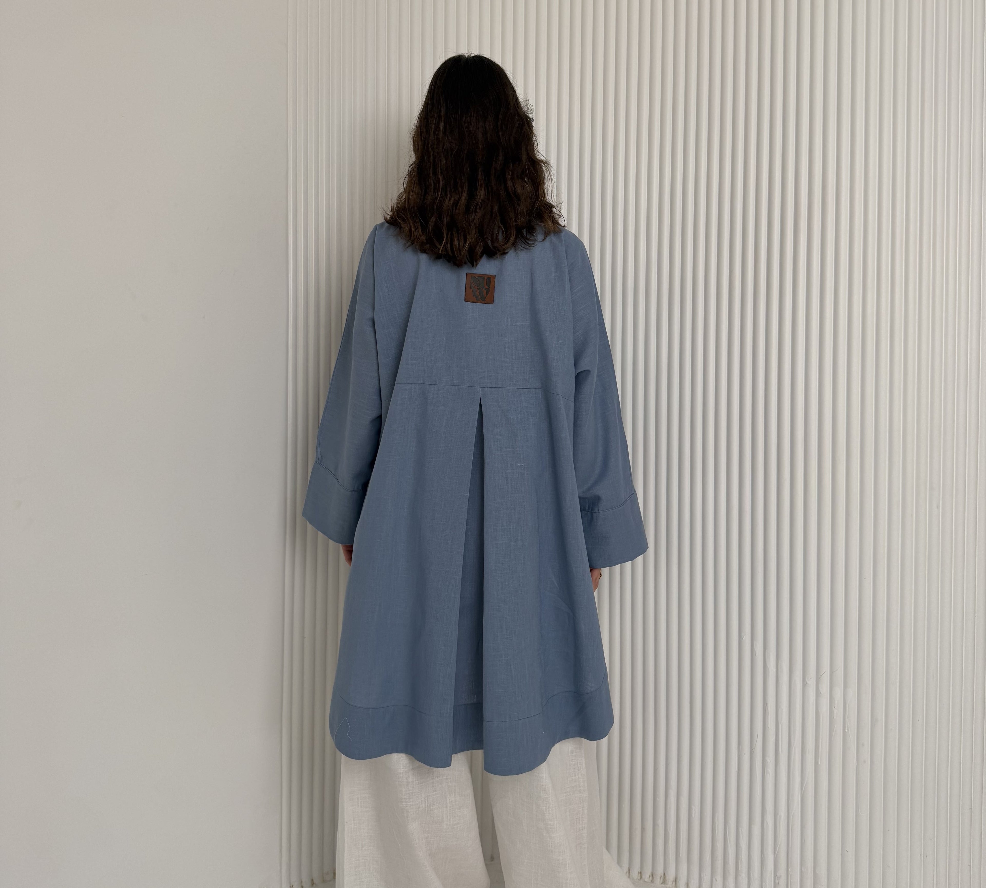 High Low Linen - Dusty Blue Shirt