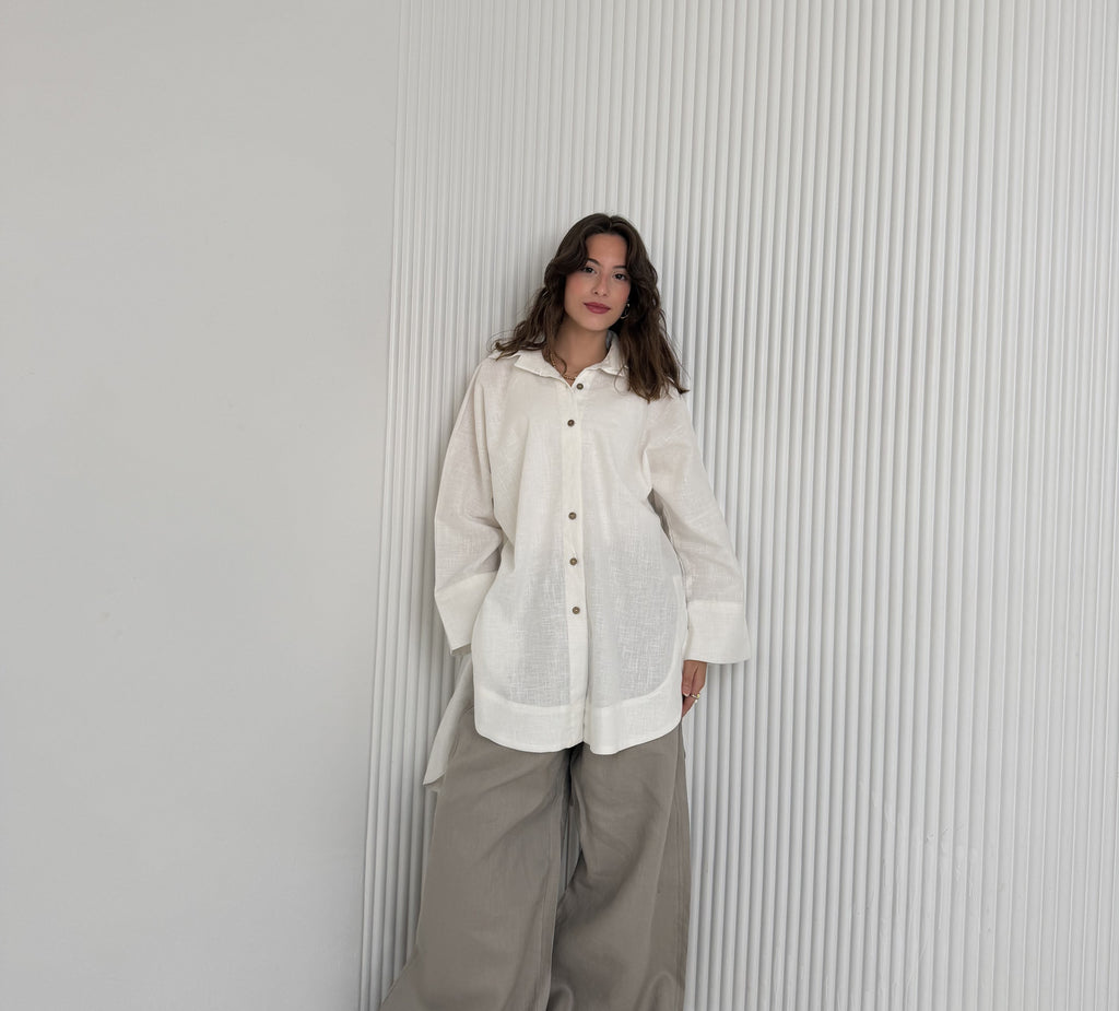 High Low Linen - White Shirt