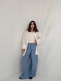 Wide Leg Linen - Dusty Blue