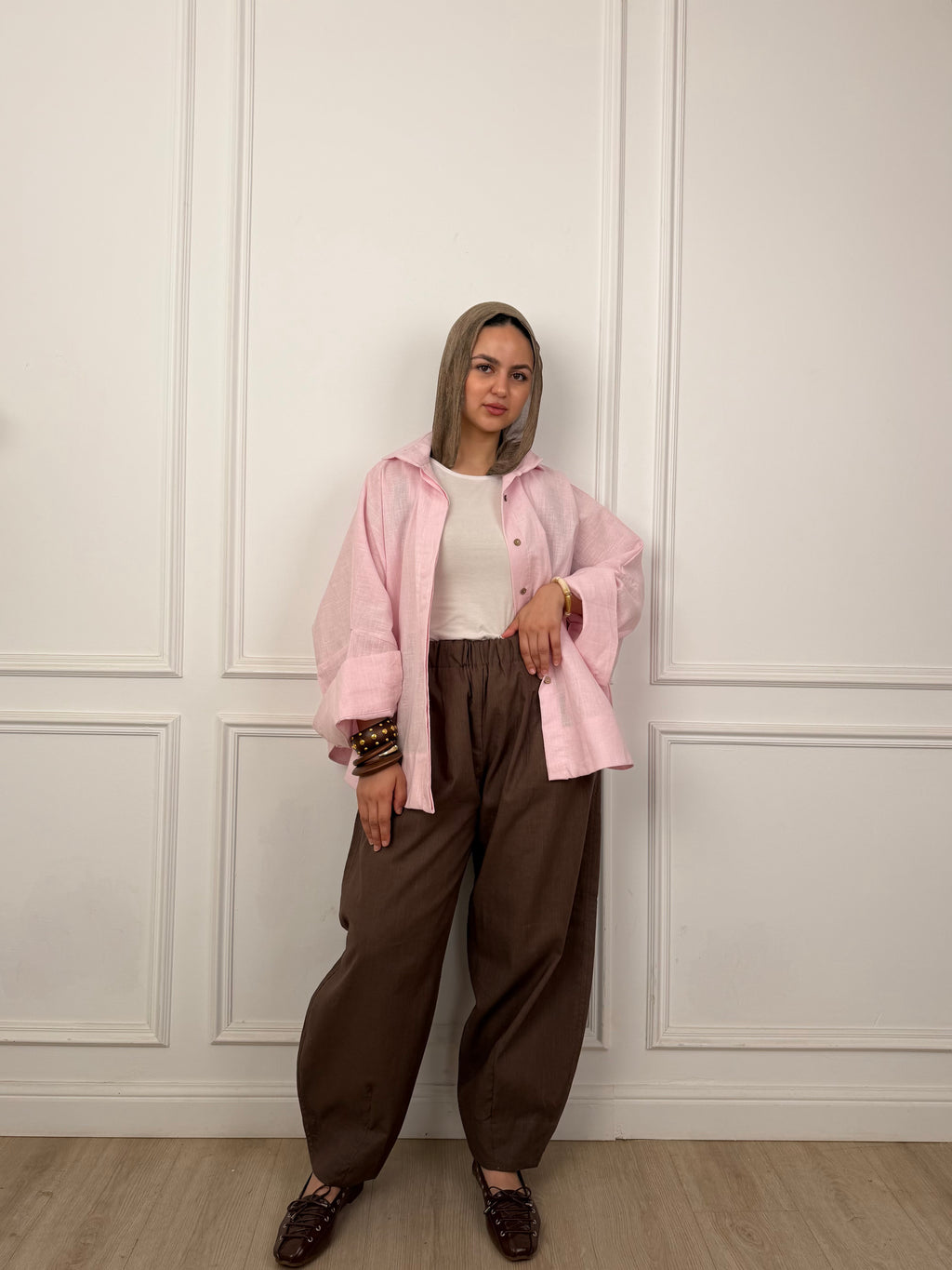 Balloon Linen - Brown Pants