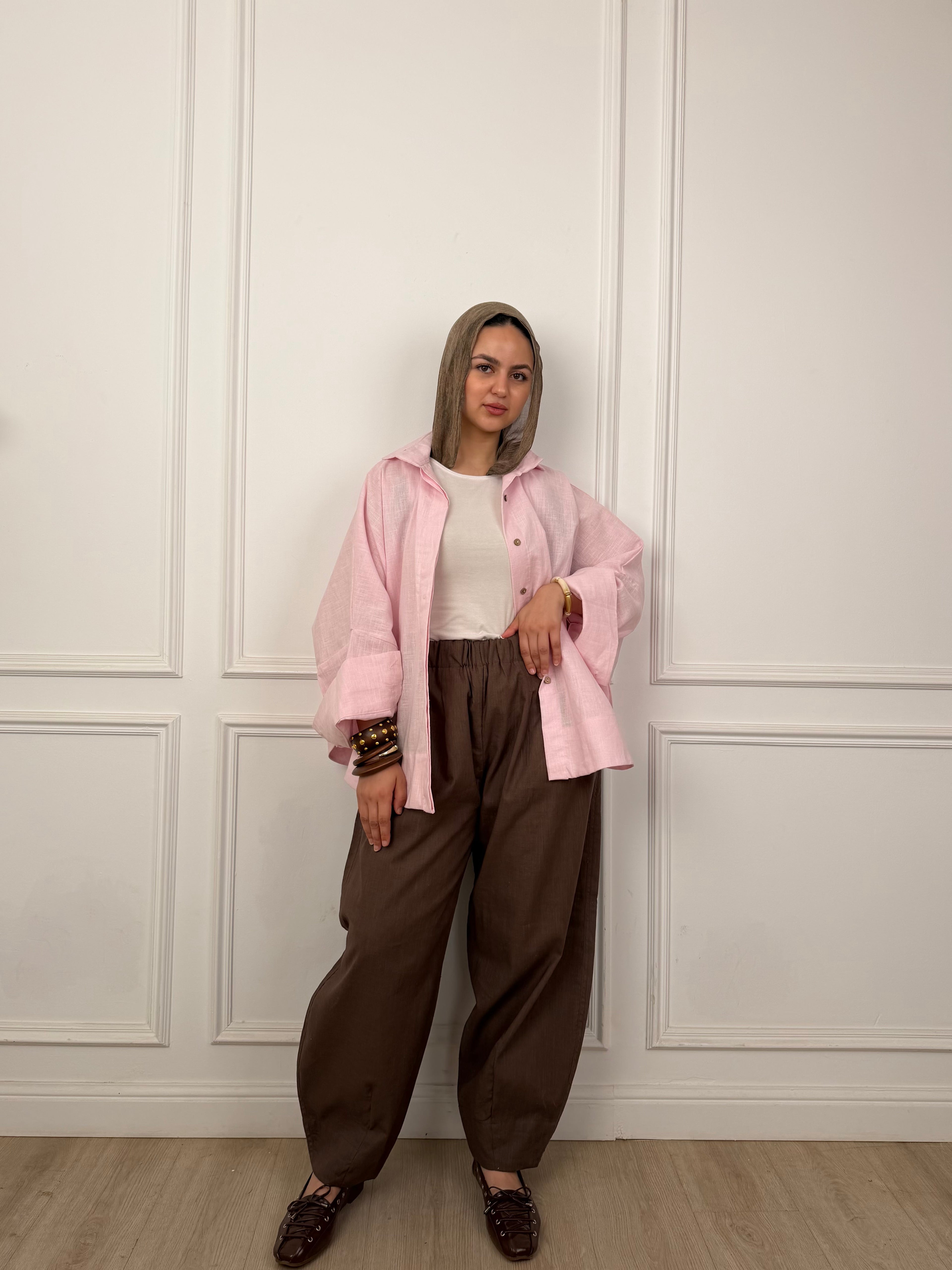 Balloon Linen - Brown Pants