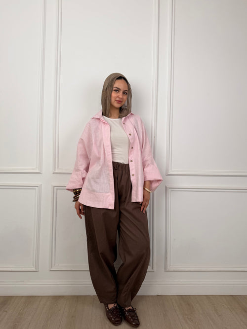 Balloon Linen - Brown Pants