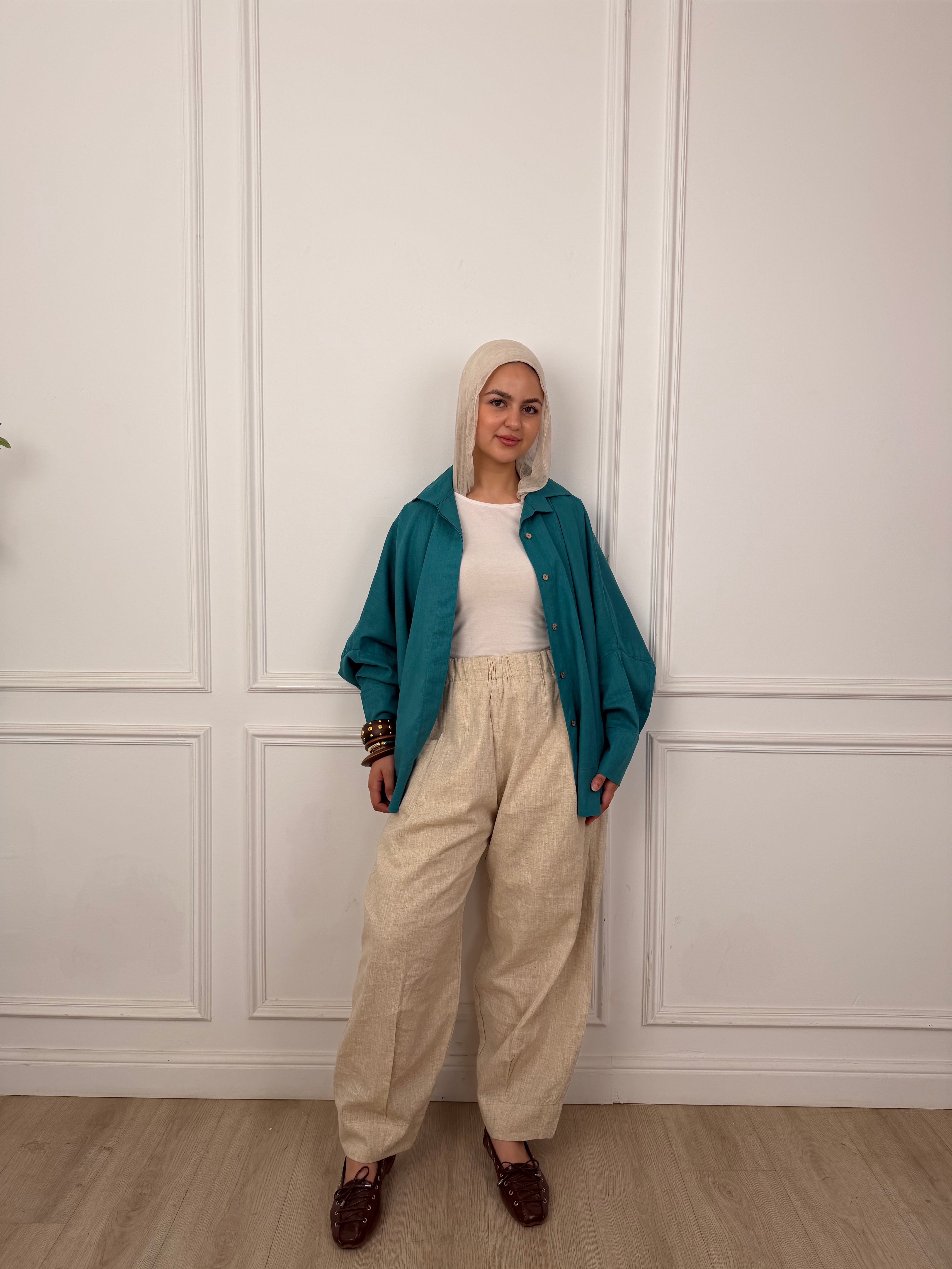 Flowy Linen - Teal Shirt