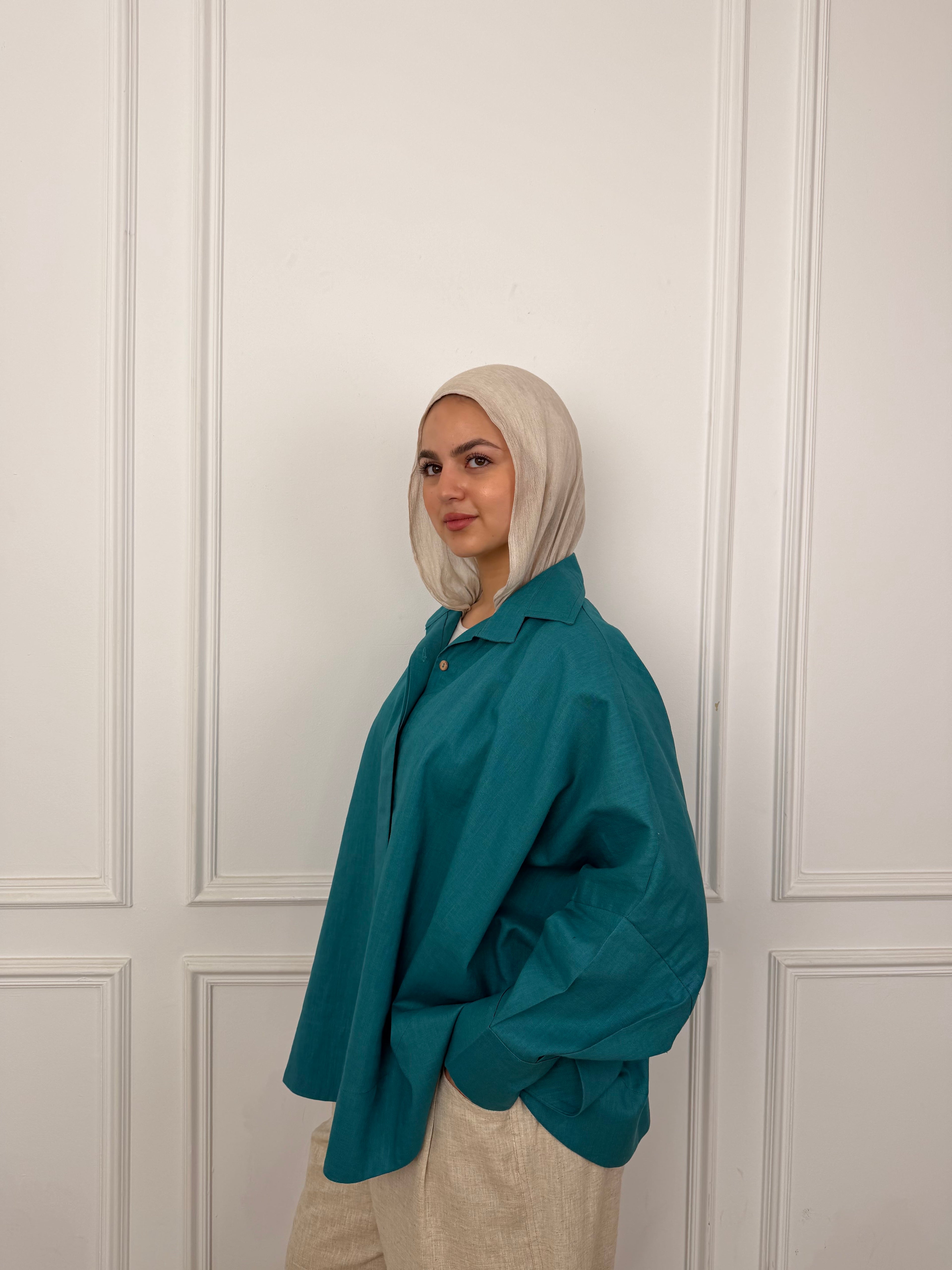 Flowy Linen - Teal Shirt