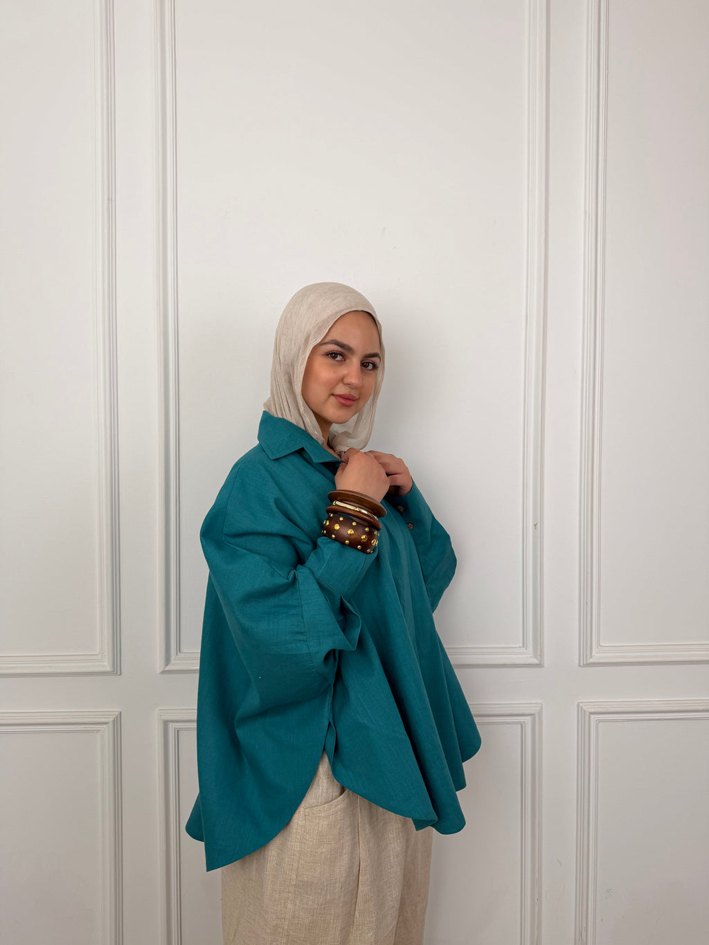 Flowy Linen - Teal Shirt
