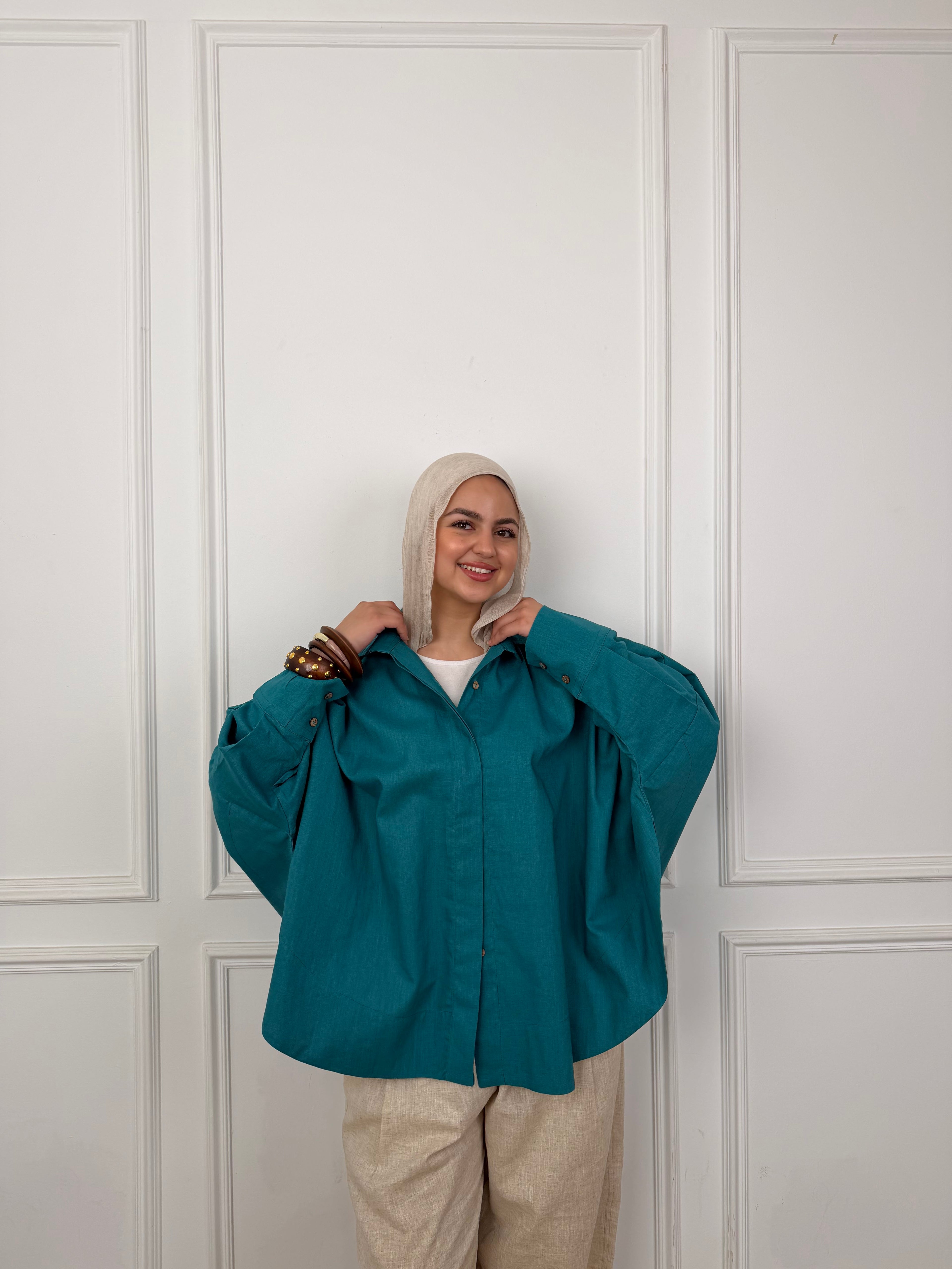 Flowy Linen - Teal Shirt