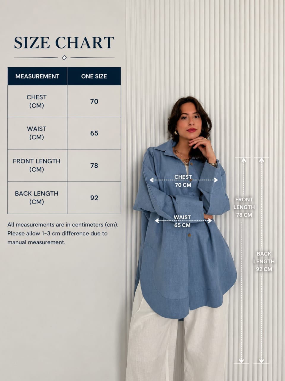 High Low Linen - Dusty Blue Shirt